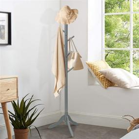 img 2 attached to 🧥 Tangkula Adjustable Wood Coat Rack with 8 Hooks - Entryway Coat Stand for Home Office Hall Entryway, Height Adjustable Coat Hanger Stand