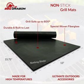 img 3 attached to 🔥 BBQ Dragon Set of 3 Grill Mats - Heavy Duty, Extra-Large Reusable Black Grill Mat - Non-Stick Charcoal BBQ Mats for Outdoor Cooking - Easy to Clean