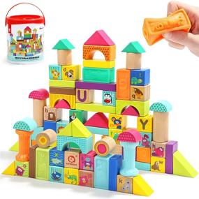 img 4 attached to 🧱 TOP BRIGHT Wooden Building Blocks for Toddlers