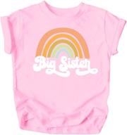 🌈 big sister sibling reveal announcement shirt with retro rainbow design for baby and toddler girls - perfect for sibling outfits! logo