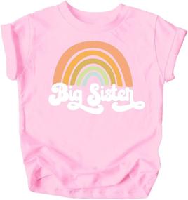 img 2 attached to 🌈 Big Sister Sibling Reveal Announcement Shirt with Retro Rainbow Design for Baby and Toddler Girls - Perfect for Sibling Outfits!