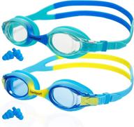 premium 2 pack kids swim goggles: anti-fog, waterproof, soft silicone | suitable for children 3-12 years old logo