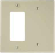 leviton 80608-i 2-gang ivory combination wallplate – fits 1-blank & 1-decora/gfci device, midway size, made of thermoset material logo