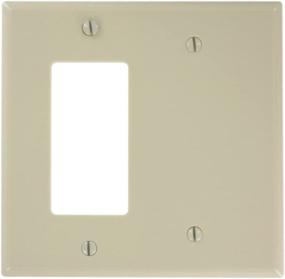 img 1 attached to Leviton 80608-I 2-Gang Ivory Combination Wallplate – Fits 1-Blank & 1-Decora/GFCI Device, Midway Size, Made of Thermoset Material