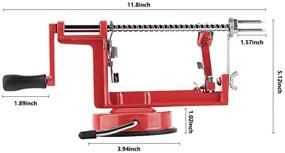 img 3 attached to Stainless Steel Apple Peeler, Corer, Slicer - Durable 🍏 Heavy Duty Die Cast Magnesium Alloy with Suction Base (Vermilion)