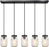 🏡 mason jar pendant lights, 5-light farmhouse ceiling fixture for kitchen dining room farm barn, island lighting logo