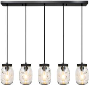 img 4 attached to 🏡 Mason Jar Pendant Lights, 5-Light Farmhouse Ceiling Fixture for Kitchen Dining Room Farm Barn, Island Lighting