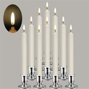 img 4 attached to Dazzle Your Home with Da by Flameless Candles – Elegant 3D Flame Technology Window Candles in Ivory 10 inch LED – Set of 10