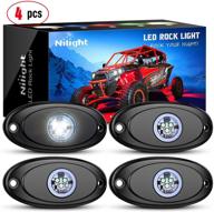 nilight led rock light 4pcs - waterproof under body wheel well light for car truck pickups atv utv suv motorcycle boat - white exterior/interior lights - 2 years warranty logo