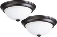 🔌 effortless installation: portage bay 51377 two-pack flush mount 13" white glass with bronze finish логотип