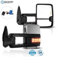 π eccpp tow mirrors for 2003-2006 chevy silverado suburban gmc sierra 1500 2500 3500 tahoe - power heated turn signal clearance light, driver & passenger side chrome pair mirrors logo