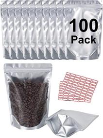 img 4 attached to BELLE KR 100 Pack Resealable Mylar Bags for 👜 Food Storage - 5x8 Inches Stand Up Pouches with Label Stickers