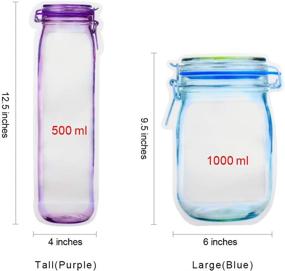 img 3 attached to Set of 20 Reusable Mason Jar Zipper Bags - Airtight Food Storage Bags with Leak-Proof Seals, Food Safe Material - Ideal for Travel, Camping, and Kids