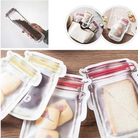 img 1 attached to Set of 20 Reusable Mason Jar Zipper Bags - Airtight Food Storage Bags with Leak-Proof Seals, Food Safe Material - Ideal for Travel, Camping, and Kids