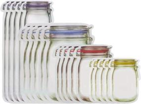 img 4 attached to Set of 20 Reusable Mason Jar Zipper Bags - Airtight Food Storage Bags with Leak-Proof Seals, Food Safe Material - Ideal for Travel, Camping, and Kids