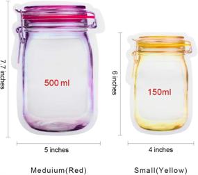 img 2 attached to Set of 20 Reusable Mason Jar Zipper Bags - Airtight Food Storage Bags with Leak-Proof Seals, Food Safe Material - Ideal for Travel, Camping, and Kids