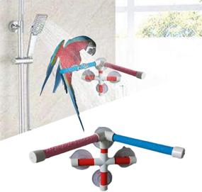 img 3 attached to 🐦 Hypeety Portable Suction Cup Perch Toy: Ideal for Bird Parrot Macaw Cockatoo African Greys Budgies Parakeet Bathing, Window and Shower Stand