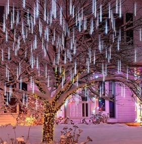 img 3 attached to 🌟 Joiedomi 2 Packs Christmas Meteor Shower Lights Falling Rain Drop Icicle String Lights - 288 LEDs, 8 Tubes, 30cm White - for Halloween, Christmas, Holiday Party, Home, Patio, Outdoor Decoration