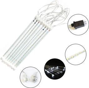 img 2 attached to 🌟 Joiedomi 2 Packs Christmas Meteor Shower Lights Falling Rain Drop Icicle String Lights - 288 LEDs, 8 Tubes, 30cm White - for Halloween, Christmas, Holiday Party, Home, Patio, Outdoor Decoration