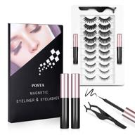 💫 10 pairs of posta magnetic eyelashes with 2pcs eyeliner, 3d false eyelashes, tweezers, magnetic eyeliner and eyelash kit for women logo