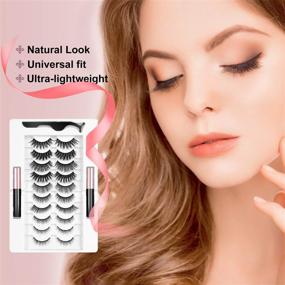 img 3 attached to 💫 10 Pairs of POSTA Magnetic Eyelashes with 2pcs Eyeliner, 3D False Eyelashes, Tweezers, Magnetic Eyeliner and Eyelash Kit for Women