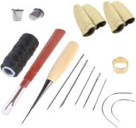 🧵 qisf curved upholstery repair kit for leather sewing and leathercraft working - hand sewing needles set with leather waxed thread cord, drilling awl, thimble, needle felting guards and finger protectors logo