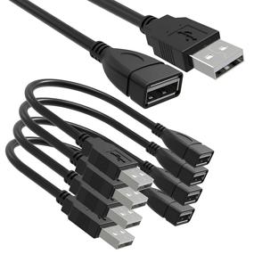 img 4 attached to 🔌 SaiTech IT - 4 Пакет 15см – 6 дюймовый Регулируемый Гибкий USB 2.0 Мужской к Женскому Преобразовательному Удлинительному Кабелю - Самый Короткий USB 2.0 Удлинительный Кабель в Мире: Купить Сейчас!