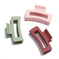 💪 big strong hold hair claw clips for women | versatile rectangle thick hair clamp, 3 color options | pack of 3 logo