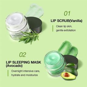 img 1 attached to Hydrating Avocado Lip Sleeping Mask + Vanilla Lip Scrub Combo, Dual-Action Lip Care for Moisturizing & Exfoliating Lips - Repair Chapped & Dry Lips (10gx2)