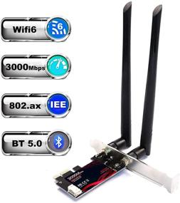 img 3 attached to 📶 TEROW ROW076 Беспроводная сетевая карта WiFi 6 PCIe WiFi Card 3000Mbps Bluetooth 5.0, 802.11AX, Intel AX200 Dual Band 2.4G/574M 5.8G/2400M, MU-MIMO, низкая задержка, поддержка Windows 10 64-бит с защитным чехлом