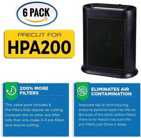 img 3 attached to 🌬️ VEVA Air Purifier Filter Replacements - 6 Pack Pre-cut - Compatible with Honeywell HPA200 Purifiers: Premium Activated Carbon Pre-Filters