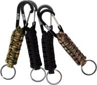 🔑 4 pack eotw paracord keychain with carabiner - military braided lanyard for outdoor camping, hiking, backpack - utility survival lanyard king ring hook for keys, knife, flashlight логотип