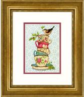 🧵 dimensions 70-65171 gold collection stacked tea cups advanced counted cross stitch kit - 18 count white aida - 7"x5" - high-quality craft set logo