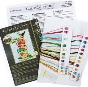 img 1 attached to 🧵 Dimensions 70-65171 Gold Collection Stacked Tea Cups Advanced Counted Cross Stitch Kit - 18 Count White Aida - 7"x5" - High-Quality Craft Set