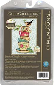 img 2 attached to 🧵 Dimensions 70-65171 Gold Collection Stacked Tea Cups Advanced Counted Cross Stitch Kit - 18 Count White Aida - 7"x5" - High-Quality Craft Set