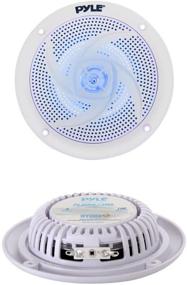 img 2 attached to 🔊 Pyle Marine Speakers - 4 Inch 2 Way Waterproof and Weather Resistant Outdoor Audio Sound System with LED Lights, 100 Watt Power and Low Profile Slim Style - 1 Pair - PLMRS43WL (White)