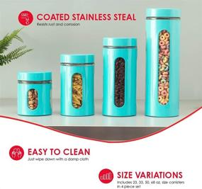 img 3 attached to Organize your kitchen with Home Basics 4-Piece Turquoise Glass Canister Set with Clear Window