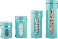 organize your kitchen with home basics 4-piece turquoise glass canister set with clear window logo