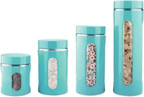 img 4 attached to Organize your kitchen with Home Basics 4-Piece Turquoise Glass Canister Set with Clear Window