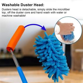 img 1 attached to 🧹 Lorpect Microfiber Duster with Telescoping Extension Pole - 6 Pack for Car, Window, Furniture, Office Cleaning