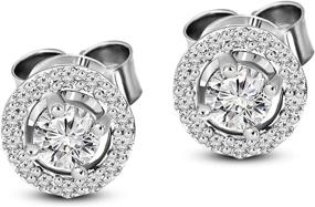 img 4 attached to IGI Certified Natural Diamond Halo Stud Earrings, Round Shape, 💎 1/4 to 3/4 Carat, 10K Gold & 925 Sterling Silver, Tanache Earrings