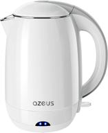 🍵 1500w electric kettle by azeus - bpa free double wall water kettle with 304 stainless steel, 1.8l large capacity cordless coffee pot & tea kettle, auto shut-off, boil-dry protection - white logo