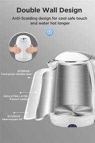 img 2 attached to 🍵 1500W Electric Kettle by AZEUS - BPA Free Double Wall Water Kettle with 304 Stainless Steel, 1.8L Large Capacity Cordless Coffee Pot & Tea Kettle, Auto Shut-Off, Boil-Dry Protection - White