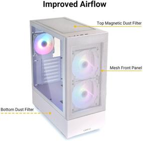 img 3 attached to 🖥️ LIAN LI Mesh Airflow ATX Корпус ПК для игр Mid-Tower Chassis - 3 ARGB PWM вентилятора | Сетчатая передняя панель | Закаленное стекло боковой панели | Готовность к водяному охлаждению | LANCOOL 205 MESH, белый