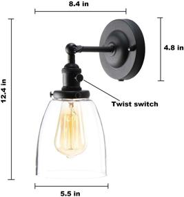 img 1 attached to ⚙️ XIDING Premium Industrial Edison Antique Simplicity Glass Wall Sconce Light with Upgraded Black Finish, On/Off Rotary Switch on Socket, 1-Light