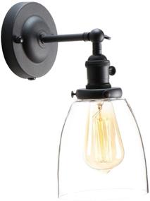 img 2 attached to ⚙️ XIDING Premium Industrial Edison Antique Simplicity Glass Wall Sconce Light with Upgraded Black Finish, On/Off Rotary Switch on Socket, 1-Light