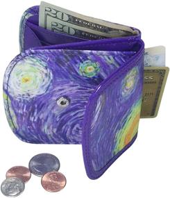 img 3 attached to 🚖 Taxi Wallet – Vegan Material, Starry Night from Van Gogh – Simple, Compact Front Pocket Folding Wallet for Men & Women – Holds Cards, Coins, Bills, ID