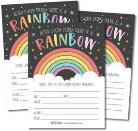 img 4 attached to 🌈 25 Rainbow Baby Shower Invitations, Sprinkle Invite for Boy or Girl, Gender-Neutral Reveal Theme, Cute Printed Fill-in or Write-in Blank Printable Card, Coed Twin Party Supplies - After Every Storm