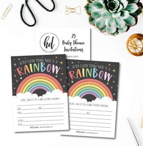 img 2 attached to 🌈 25 Rainbow Baby Shower Invitations, Sprinkle Invite for Boy or Girl, Gender-Neutral Reveal Theme, Cute Printed Fill-in or Write-in Blank Printable Card, Coed Twin Party Supplies - After Every Storm