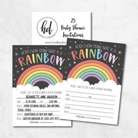 img 3 attached to 🌈 25 Rainbow Baby Shower Invitations, Sprinkle Invite for Boy or Girl, Gender-Neutral Reveal Theme, Cute Printed Fill-in or Write-in Blank Printable Card, Coed Twin Party Supplies - After Every Storm